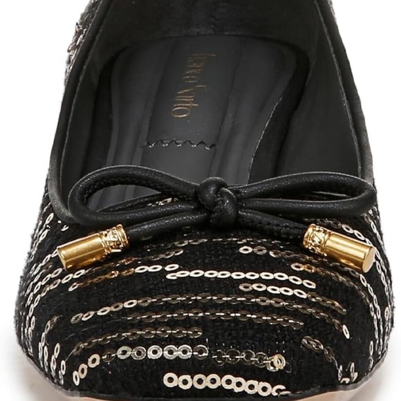 Franco Sarto Black and Gold Sequin Heels Size 7 - Picture 6 of 10